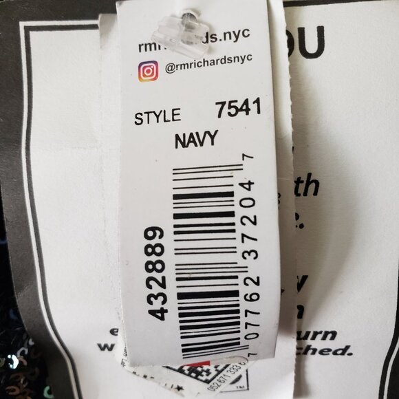 R & M Richards NYC Womens 6 Drape Back Blue / Silver V Back Sequin Dress NWT - Picture 10 of 14